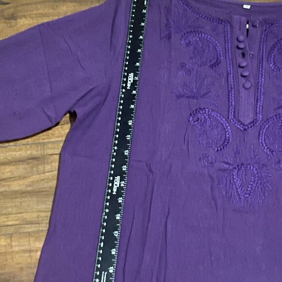 Pre - owned Embroidered purple women's blouse size L - Picture 3 of 8